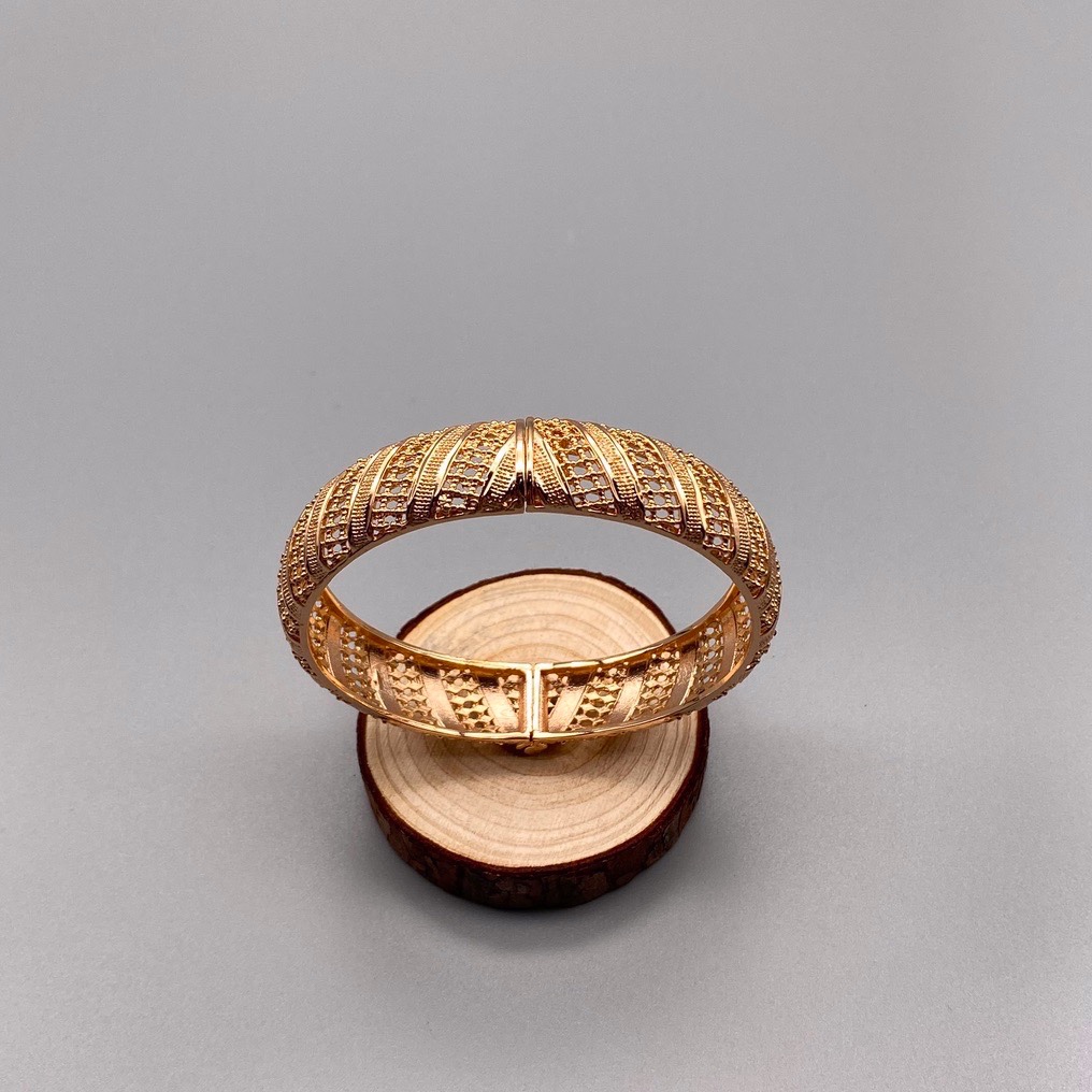 沙金开口镂空手镯达意饰品厂中东沙特外贸香槟色电镀24k真金电镀