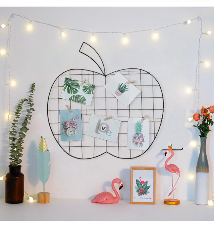 INS风格苹果形状铁艺照片墙家居房间客厅卧室装饰收纳壁挂