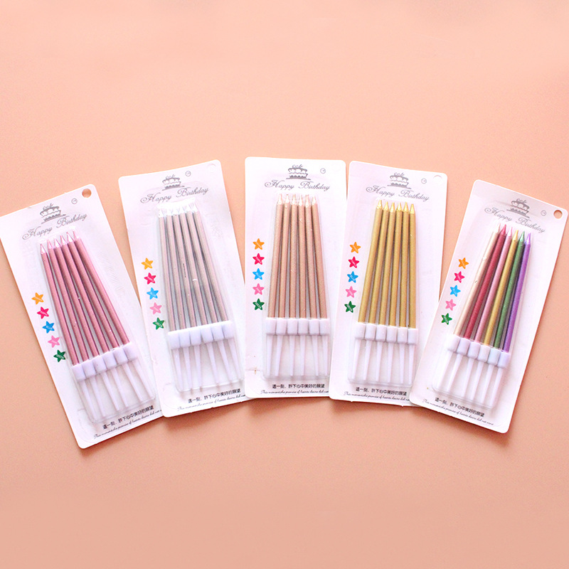 批发镀金铅笔蜡烛 创意生日蛋糕蜡烛生日蜡烛金色香槟色蜡烛