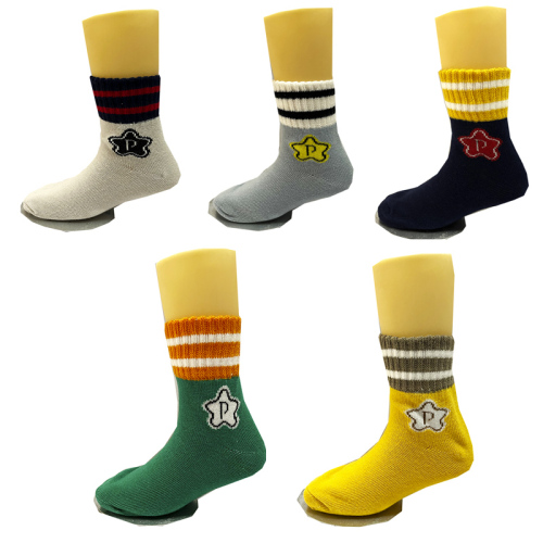 Yiwu Shopping Union Recommended Five Pairs Combed Cotton Colorful Five-Pointed Star Children‘s Socks 