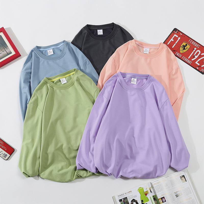 厂家纯色圆领卫衣批发定 制logo套头卫衣广告衫工作服刺绣印字