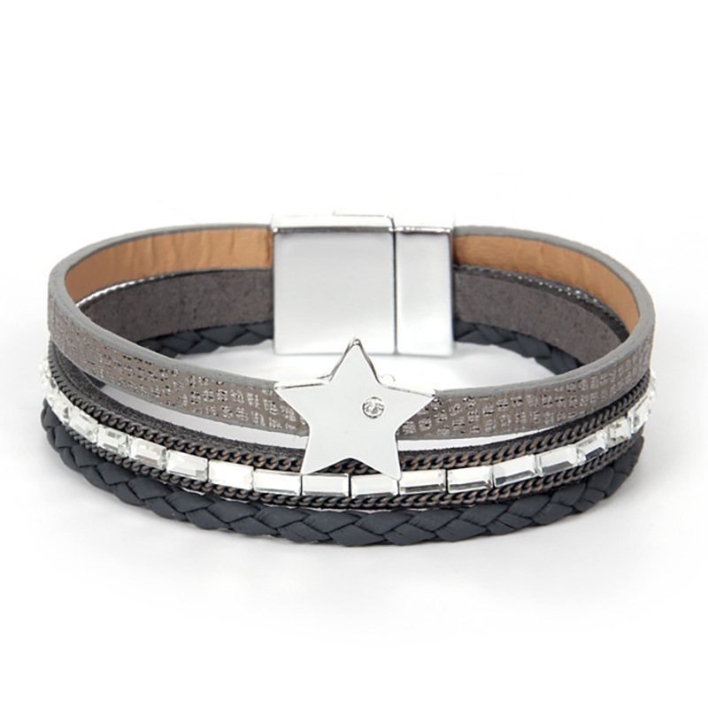 2020夏季新款波西米亚风格手链五角星多层手镯磁扣手环一件代发