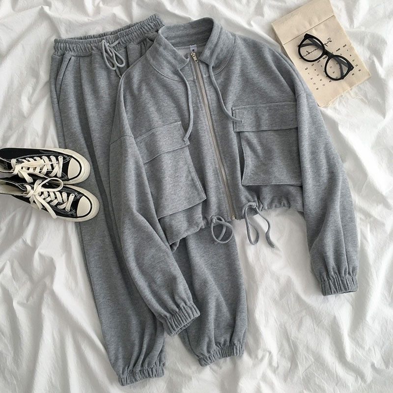 休闲运动服套装女2021秋装新款时尚学生韩版显瘦减龄宽松两件套