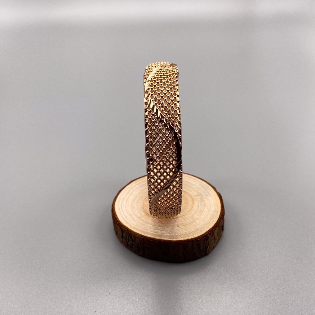 沙金开口镂空手镯达意饰品厂中东沙特外贸香槟色电镀24k真金电镀