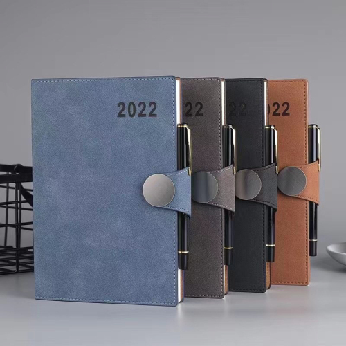 2022 New Sheepskin Pu Notebook Buckle Business Office Notepad Logo Customization