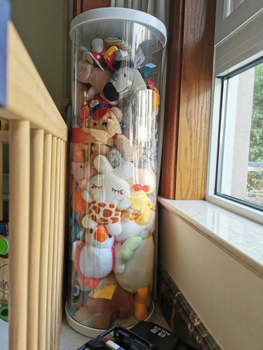 doll storage bucket artifact transparent children‘s plush toy cylindrical enlarged doll doll pvc storage tube