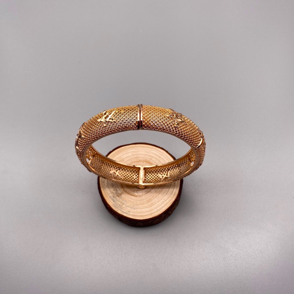 沙金开口镂空手镯达意饰品厂中东沙特外贸香槟色电镀24k真金电镀