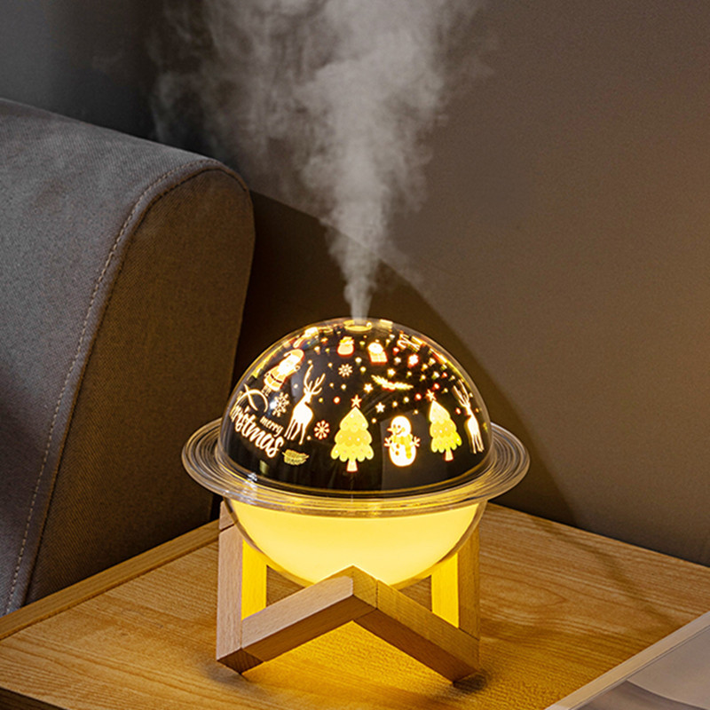 星球投影灯加湿器USB迷你七彩LED小夜灯加湿器静音小型桌面加湿器