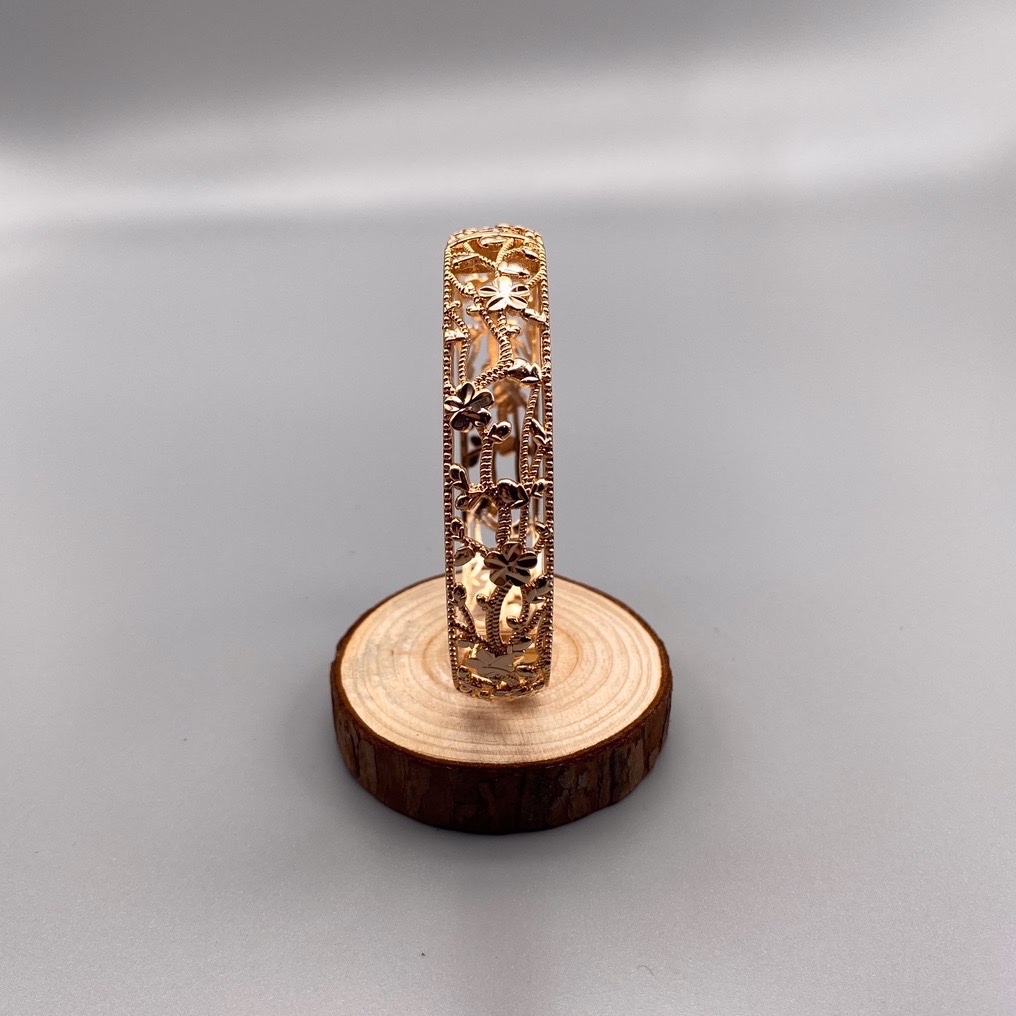 沙金开口镂空手镯戒指套装达意饰品厂中东沙特外贸香槟色电镀18m