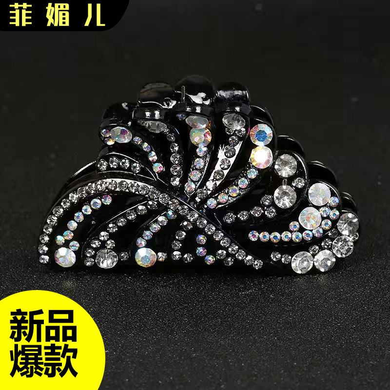 韩国大号发卡抓夹头发夹子发夹女后脑勺鲨鱼夹镶水钻发饰妈妈发抓