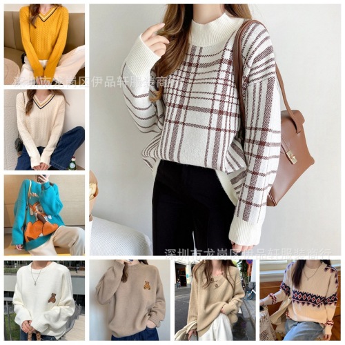 Women‘s Sweater 2021 Autumn and Winter New Women‘s Sweater Knitwear Loose and Lazy Style Warm Sweater Bottoming Shirt Wholesale