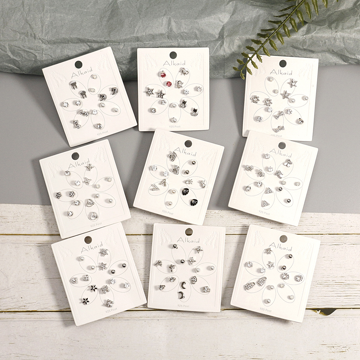 925银针7件套组合耳钉套装 多耳洞小巧可爱耳骨钉 水果耳环现货