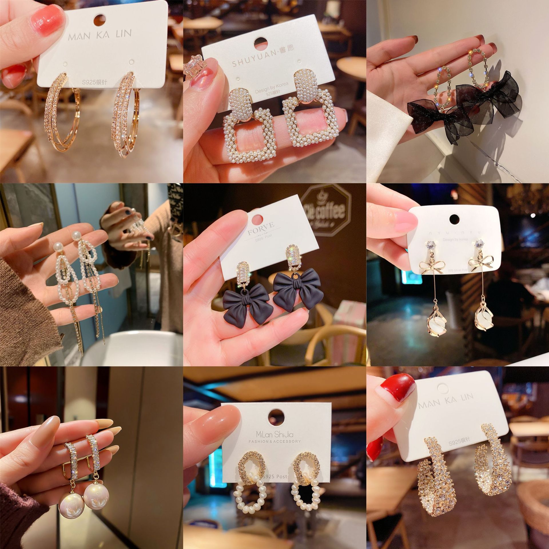 S925银针韩国时尚OL爆款耳环简约高级感流苏耳钉气质小香风耳坠