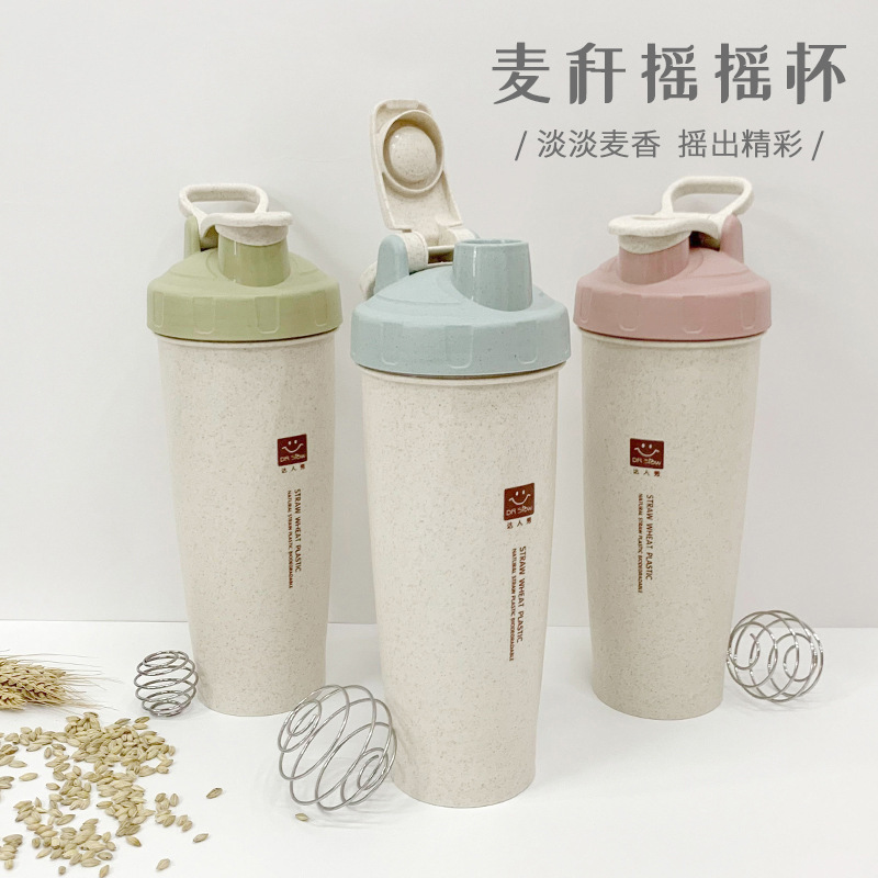 加厚保温创意隔热小麦秸秆随手杯 带提手盖学生摇摇杯子印制logo