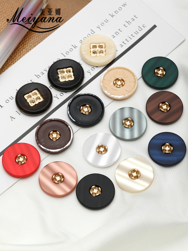 Colorful Exquisite Coat Buttons Buttons High-End round Female Suit Clothes Buttons Vintage Sweater Decorative Buckle Accessories