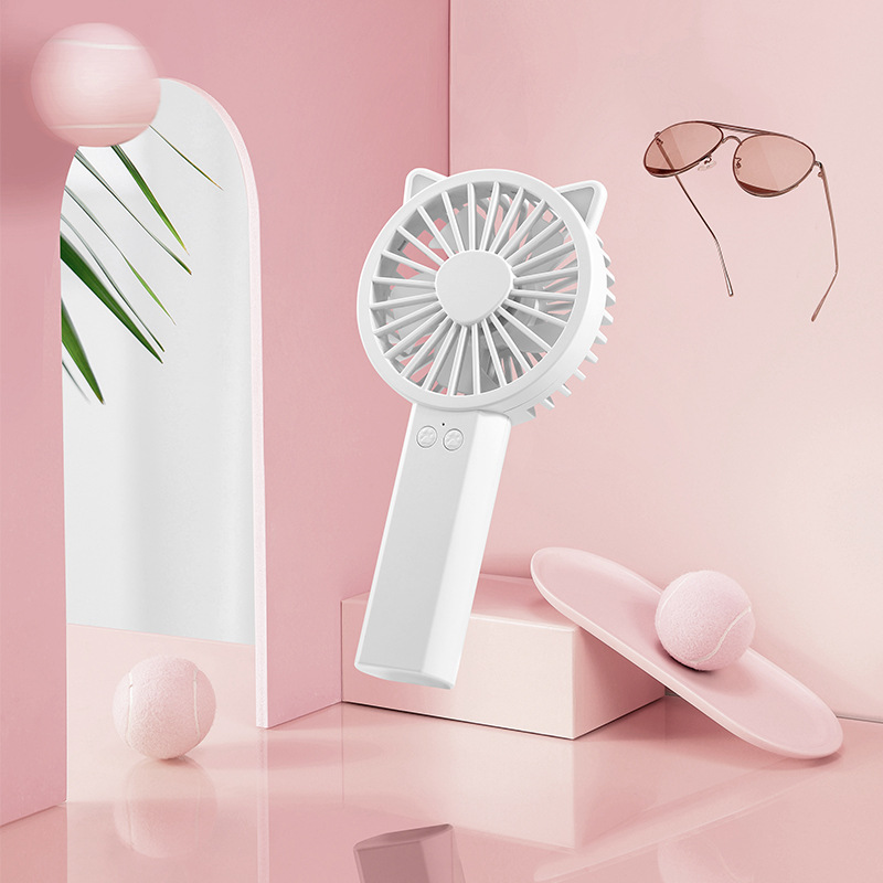 中夫新款小风扇usb便携式手持超静音LED闪光猫耳大风力迷你电风扇