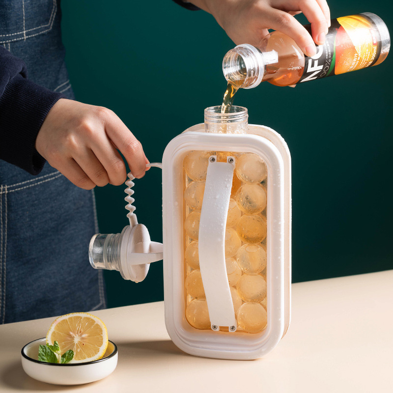 夏季密封两用制冰球水壶二合一圆形冰球模具冰格冰块模具冰盒冰球