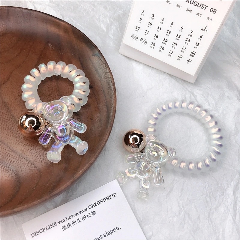 2021新款韩版ins炫彩网红小熊磨砂人鱼姬电话圈皮筋梦幻爆款发绳