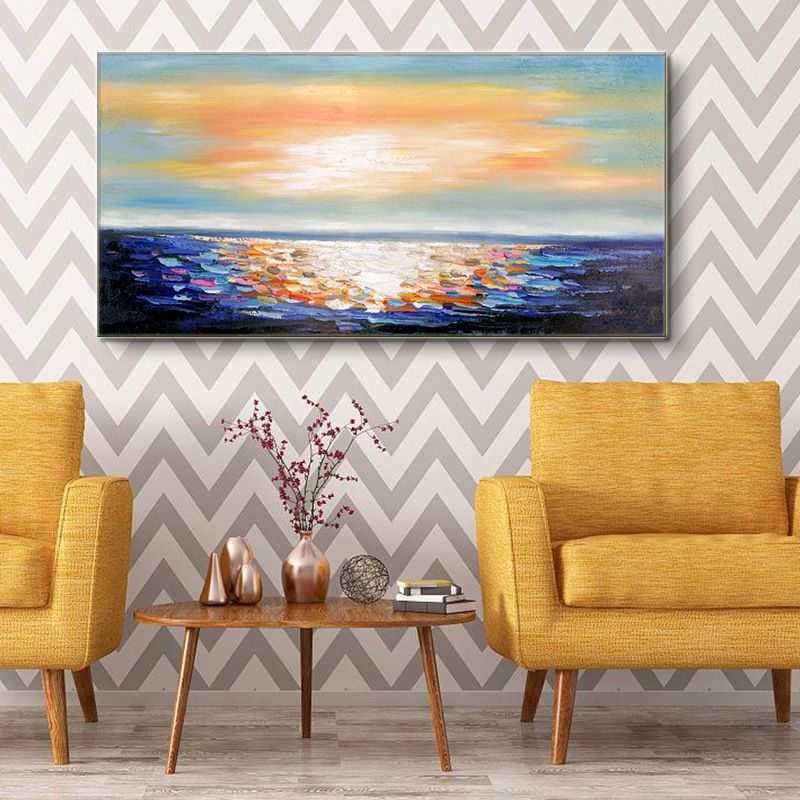 风景花卉油画 简约壁挂画 卧室玄关客厅装饰画带框 美式手绘挂画