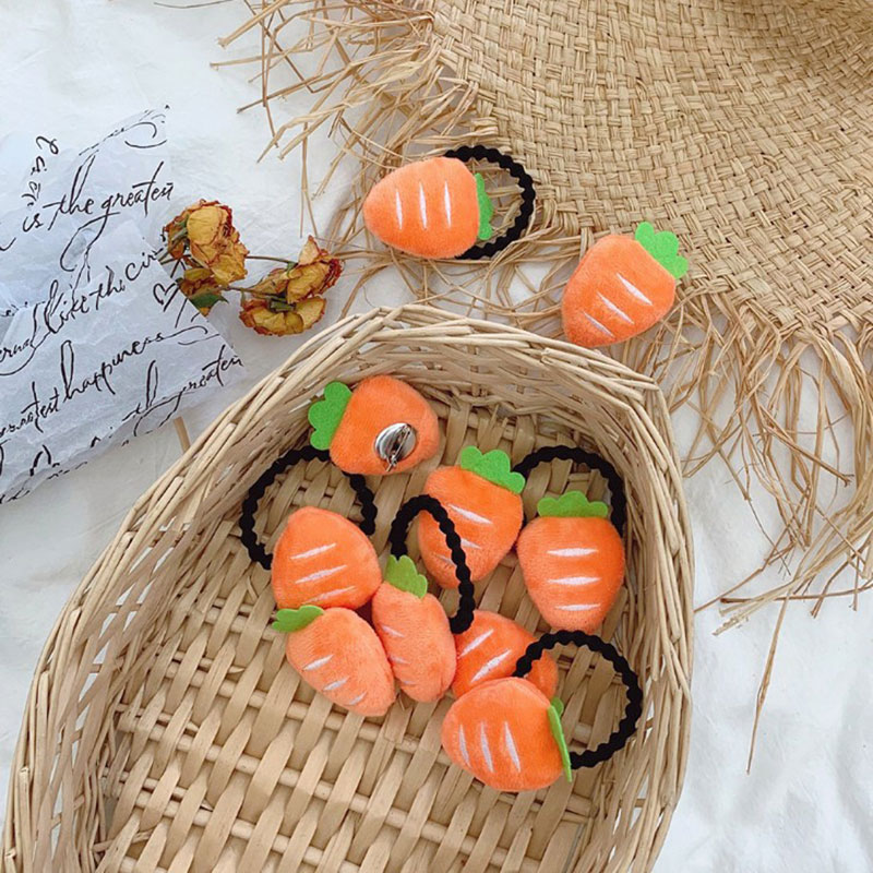 2021新款日系少女心可爱ins卡通毛绒胡萝卜发圈胸针爆款百搭发饰