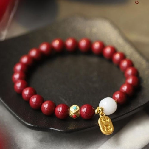 Imitation Cinnabar Red Bracelet Bracelets for Men and Women Natal Year Gift Antique Accessories Online Live Broadcast Supply