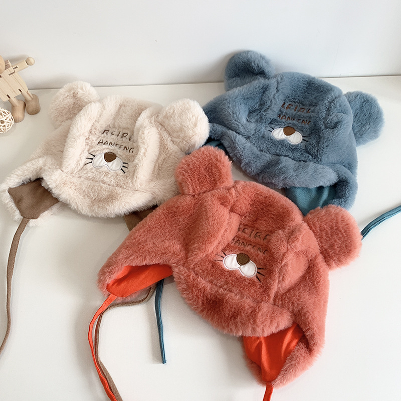 冬季儿童帽子毛绒加厚卡通宝宝套头帽大耳朵户外保暖男女童护耳帽