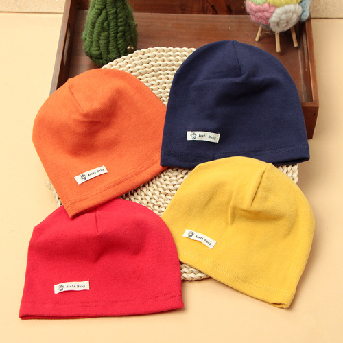 Single Layer & Thin Spring and Autumn Children‘s Cotton Knitted Hat Baby Hat Newborn Infant Solid Color Sleeve Cap