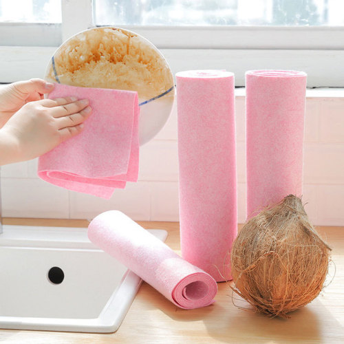 1 M TikTok Coconut Shell Rag Kitchen Dishcloth Absorbent Household Cleaning Dish Brush Bowl Coconut Shell Charcoal