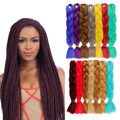 solid color big braid european and american african wig jumbo raid hair monochrome chemical fiber braid high temperature silk dirty braid