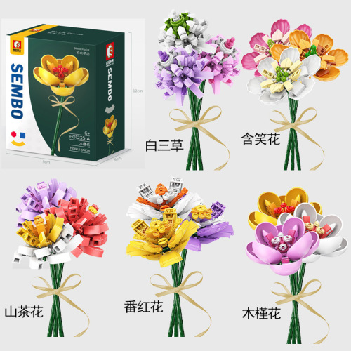 senbao 601232 building blocks flower workshop flower bonsai valentine‘s day rose eternal bouquet assembled girl gift toys