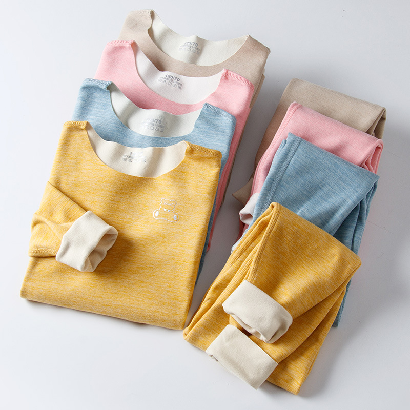 无痕儿童保暖内衣套装加绒德宝宝秋衣秋裤双面磨毛男女童家居服冬