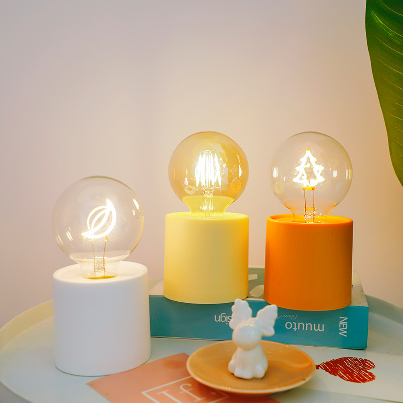 led圣诞装饰灯电池小彩灯ins拍照道具酒吧台灯泡造型帐篷户外灯串