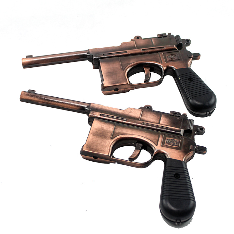 金属仿古色驳壳枪怀旧毛瑟手枪大号火机枪创意玩具枪模型无杀伤力