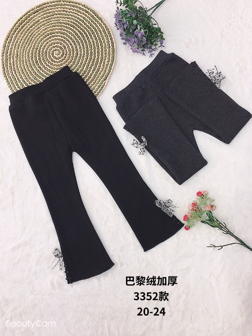 2021童装秋款新款巴黎绒一体加厚微喇女童裤子4－8岁时尚紧身韩版