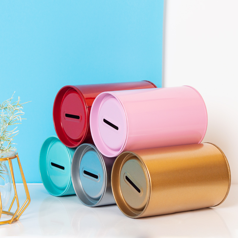 沃森创意圆形马口铁盒子存钱罐喜糖盒礼物包装铁盒多色可定制铁盒