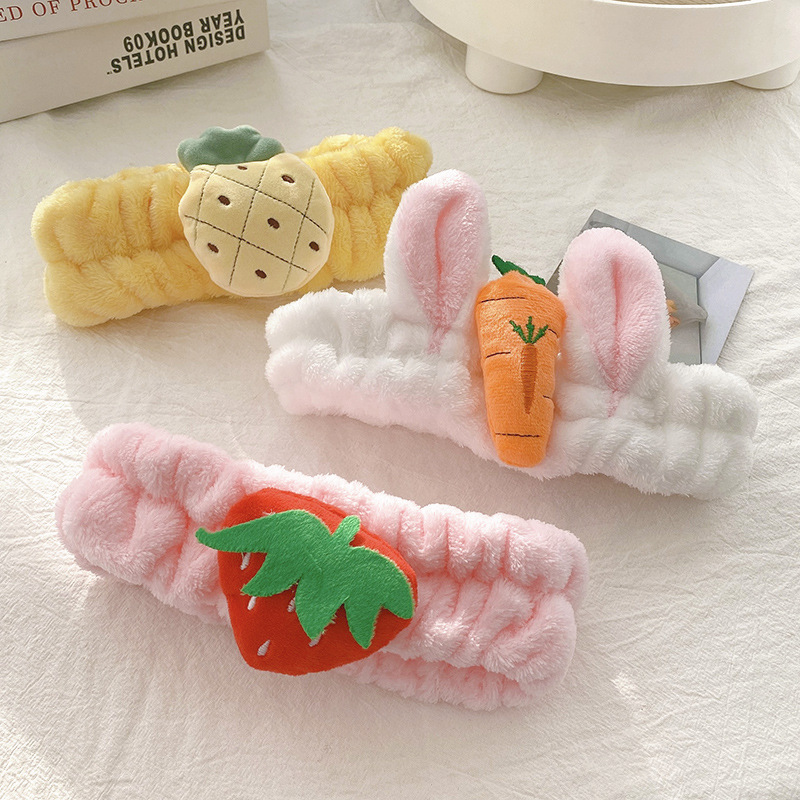 2021新款韩版卡通兔子胡萝卜洗脸束发带化妆敷面膜简约爆款发饰