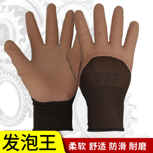 foam king dipped gloves thickened wear-resistant nylon gloves construction site gloves gardening hanging rubber gloves labor protection gloves