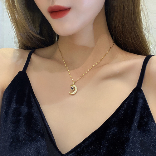 instagram mesh red style 100 languages i love you necklace dongdaemun new moon titanium steel clavicle chain necklace tide 1