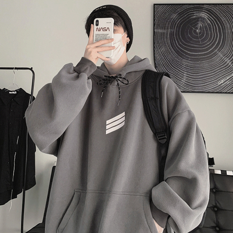 连帽卫衣男春季2021新款潮ins港风加厚外套宽松百搭学生情侣上衣