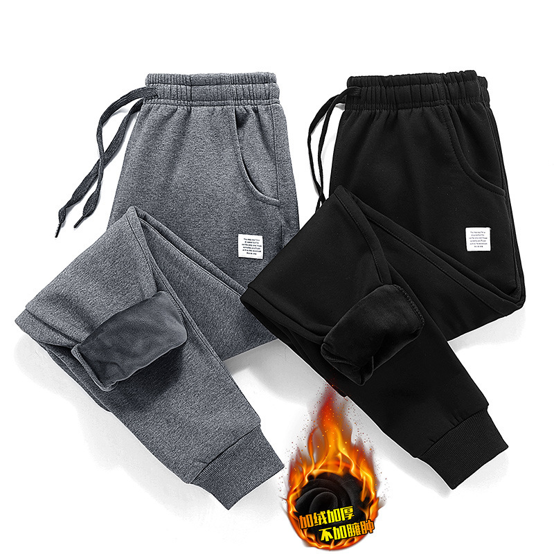 冬季加绒加厚休闲运动裤男松紧腰2021新款束脚外穿裤子宽松卫裤潮