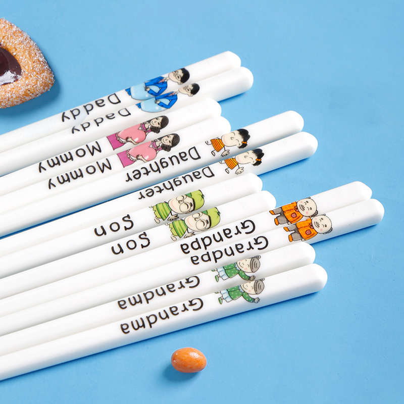 陶煲王陶瓷筷子家用礼盒装卡通插画风健康防霉防滑耐高温送礼套装