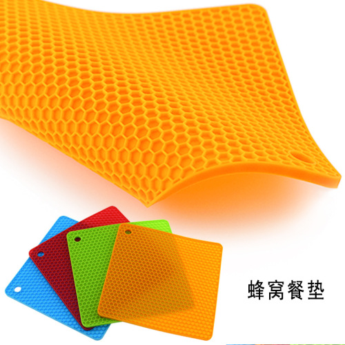 thickened square honeycomb silicone placemat anti-scald non-slip mat heat insulation pot mat plate sand pot mat silicone table mat