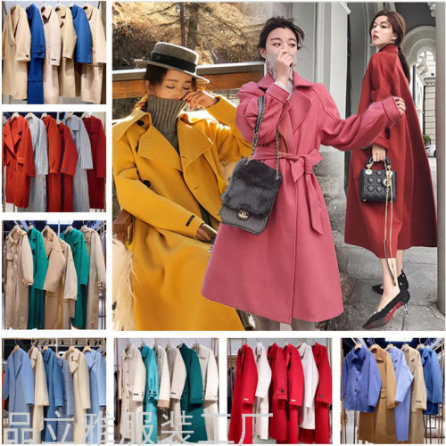 Factory Stock Nizi Coat Women‘s Clothing Mid-Length Korean Style Tail Thick Woolen Coat Coat Stall Supply