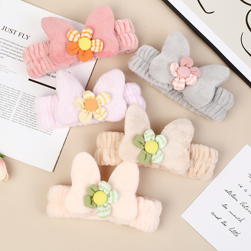 2021新款韩版甜美可爱大蝴蝶欧美风拼色花朵条纹爆款洗脸化妆发饰