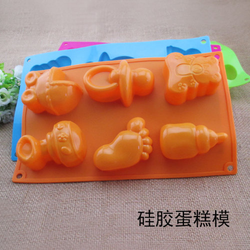 6-Piece Bell Christmas Tree Nipple Shape Silicone Million Christmas Rice Ball Jelly Diced Cake Baking Mold