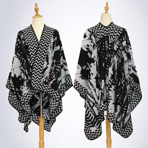 European and American Popular Split Shawl Classic Polyester Printed Scarf Fashion Thick Warm Cloak Cloak Four Seasons general