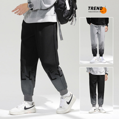pants men‘s 2021 spring and autumn loose ankle-tied sweatpants korean style trendy cropped men‘s sports pants casual long pants