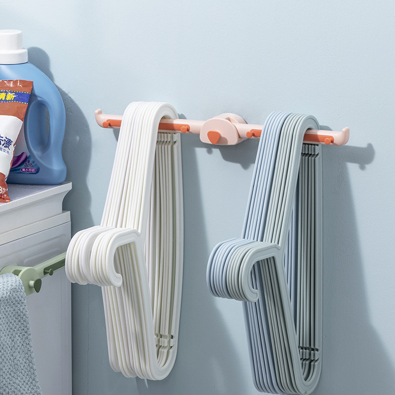 3808飞兔衣架收纳整理架阳台挂钩晾晒可折叠免打孔壁挂式置物架子