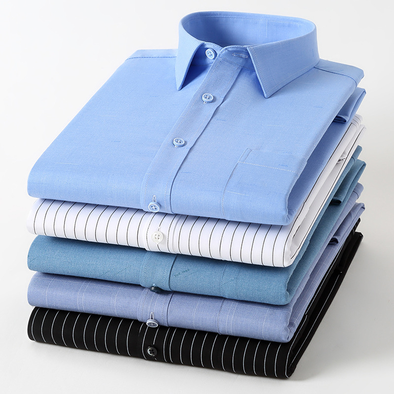 衬衫男2021春秋新款商务休闲长袖衬衣男装条纹弹力免烫职业装上衣