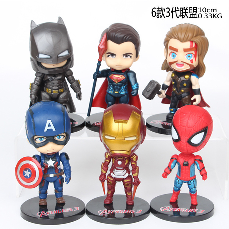 动漫手办批发 6款联盟美国队长手办模型公仔蛋糕摆件挂件儿童玩具